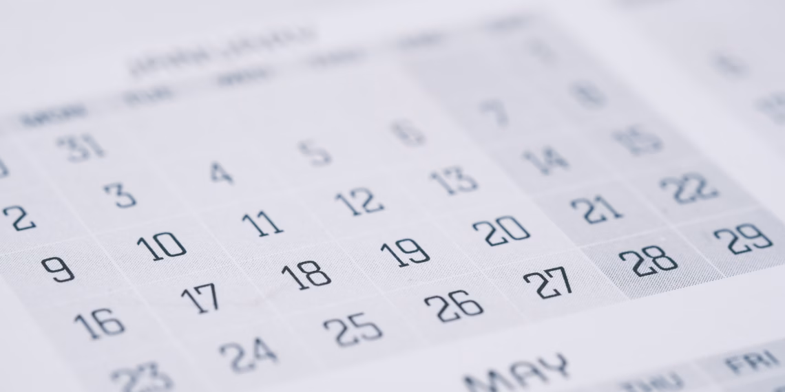 A blurred image of calendar for June 2025