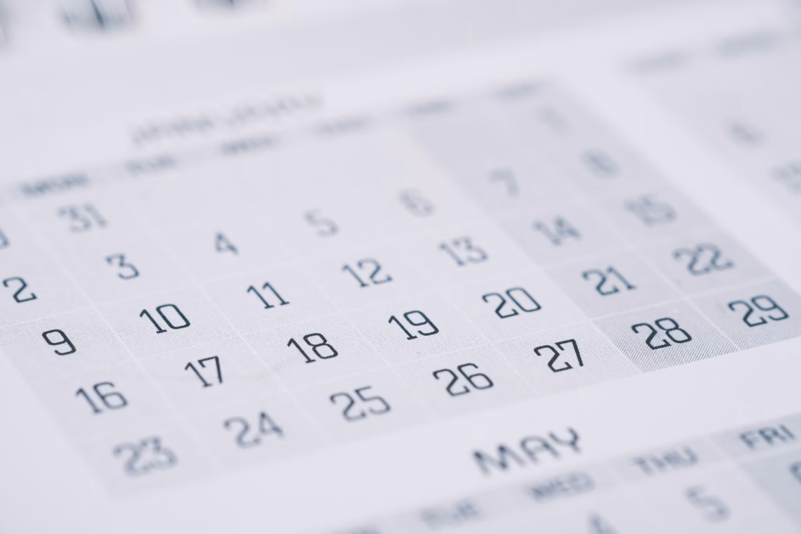 A blurred image of calendar for June 2025