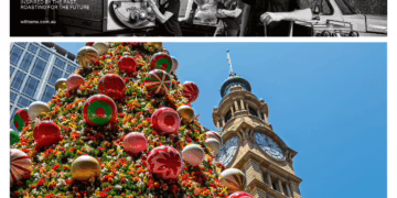 The front Cover of Edition 74 of The Post. Featuring Ads for Witham's Coffee and Community Bank Lindfield Bendigo Bank. With an image showing the Christmas Tree outside Sydney Town Hall.
