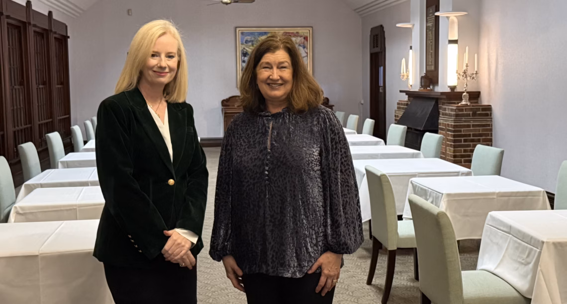 Tina Brown (L), Publisher of The Post, with Adrienne McLean, President of Ku-ring-gai Chamber of Commerce, announcing the partnership