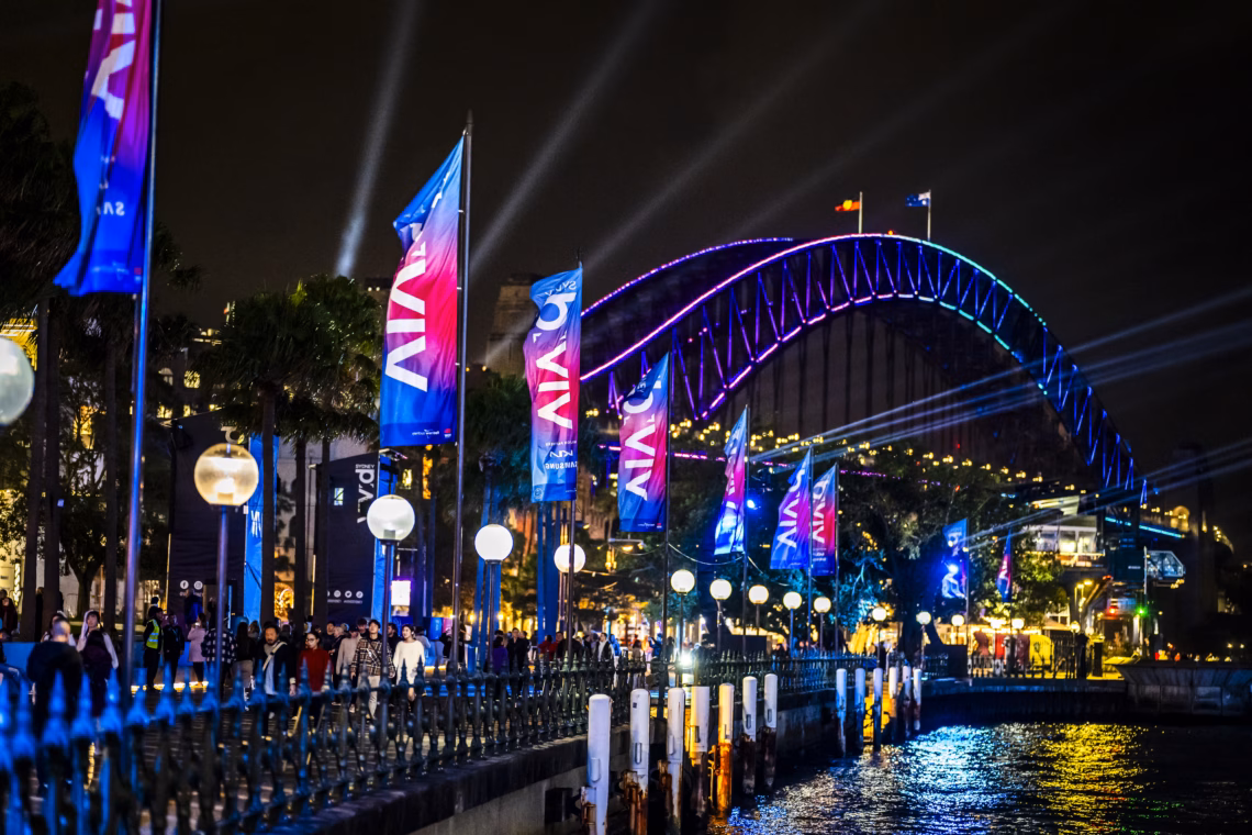 Our City Connected brings our city together through light. On every other day of the year, Sydney’s buildings stand on their own. During Vivid Sydney the city’s architecture and the Sydney Harbour Bridge are brought together as a canvas for dynamic lasers and searchlights. Artist - Mandylights Image: DestinationNSW